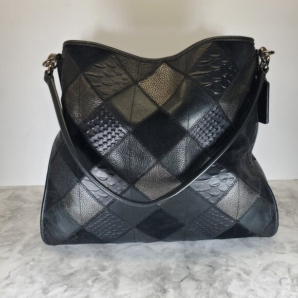 Black Authentic Coach Phoebe Patchwork Shoulder Bag - Picture 1 of 9
